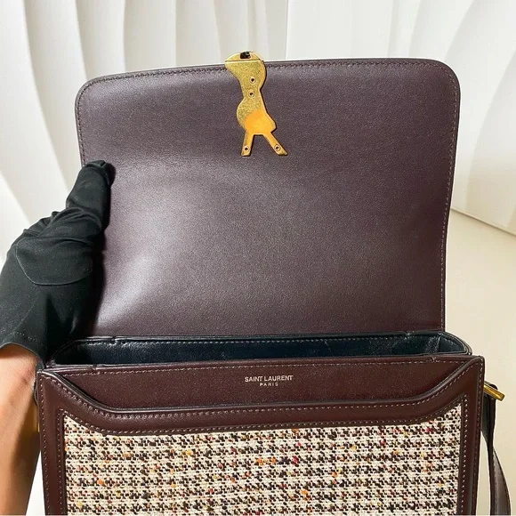 YSL Saint Laurent Tweed & Leather Solferino Shoulder Bag - Picture 7 of 11